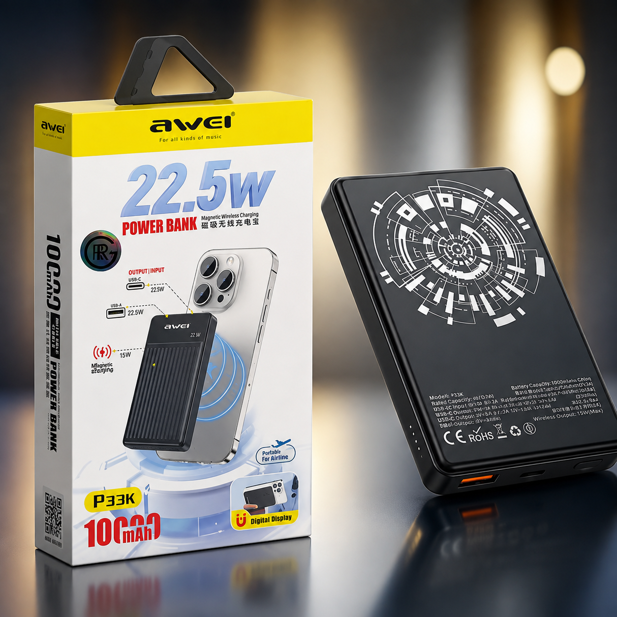Awei Magnetic P33K 10000mAh 22.5W Fast Charging Power Bank