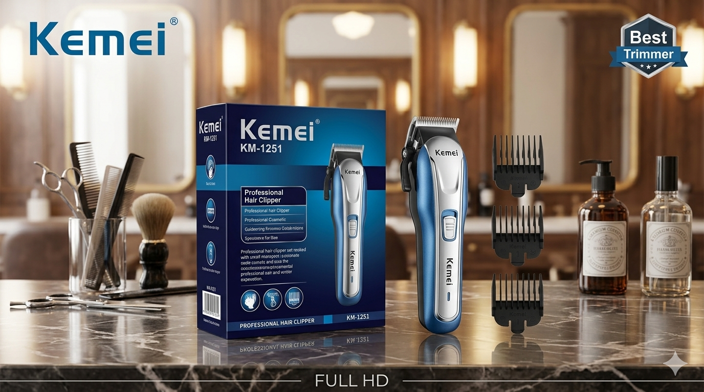 Kemei KM-1251 Rechargeable 3-in-1 Hair & Beard Trimmer